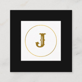 Cartão De Visita Quadrado monograma simples e mínimo de ouro personalizado c