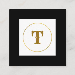 Cartão De Visita Quadrado monograma simples e mínimo de ouro personalizado c