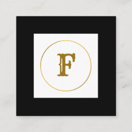 Cartão De Visita Quadrado monograma simples e mínimo de ouro personalizado c