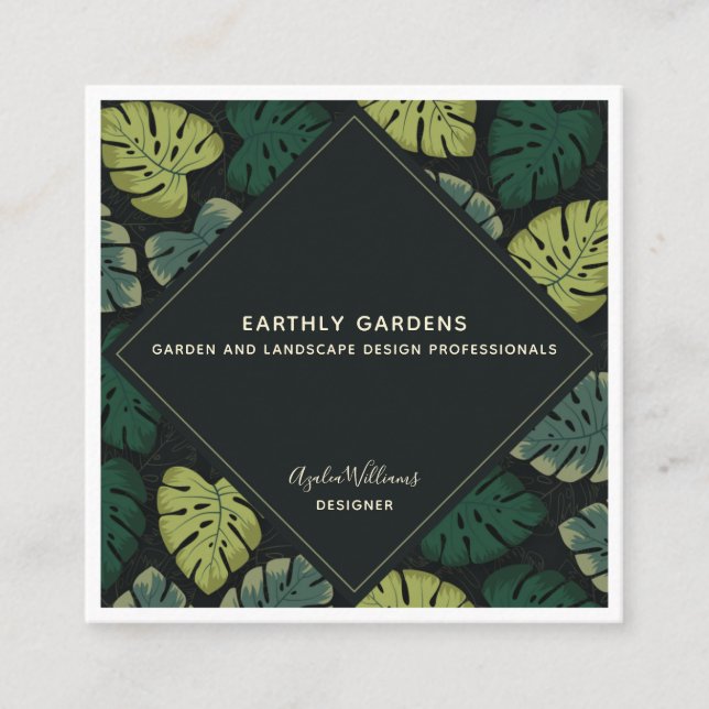 Cartão De Visita Quadrado Monstera (Frente)