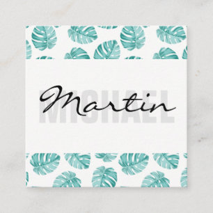 Cartão De Visita Quadrado Monstera Leaf Pattern