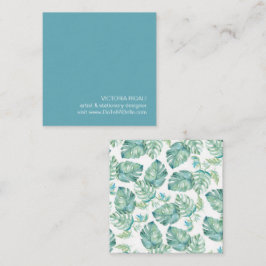 Cartão De Visita Quadrado Monstera Palm Folaves Tropicais