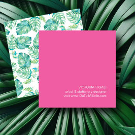 Cartão De Visita Quadrado Monstera Palm Folaves Tropicais