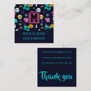 CARTÃO DE VISITA QUADRADO MONSTRES HALLOWEEN