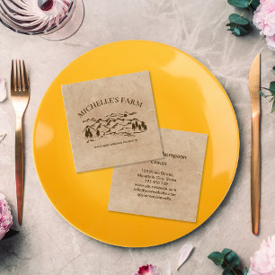 Cartão De Visita Quadrado Montanha Fazenda Russa Vintage Pine Tree Bu