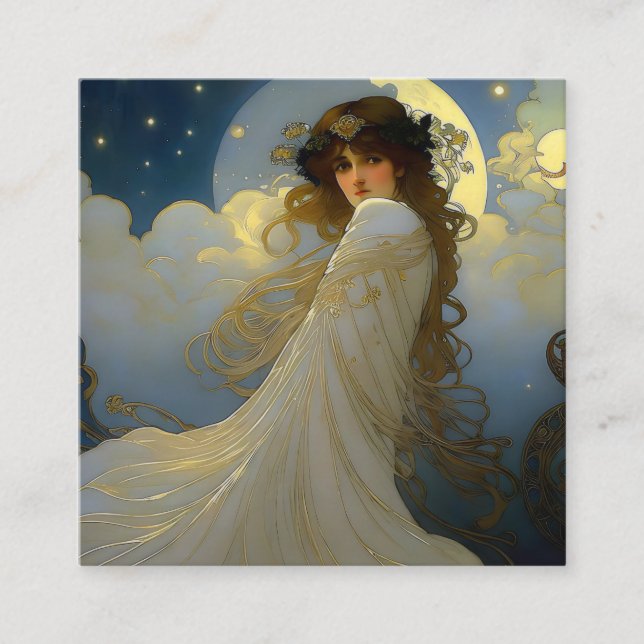 Cartão De Visita Quadrado Moon Goddese (Frente)