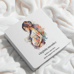 Cartão De Visita Quadrado Moradia Bloom Doula Parteira Lactante Gravidez