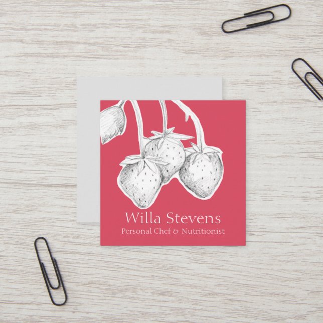 Cartão De Visita Quadrado Morangos Fruta Homemade Jam Jelly Preserve (Frente/Verso In Situ)