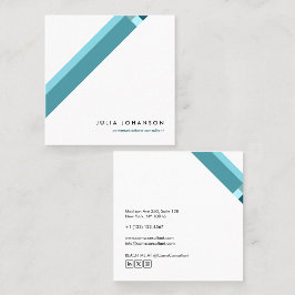 Cartão De Visita Quadrado motivo geométrico minimalista moderno azul