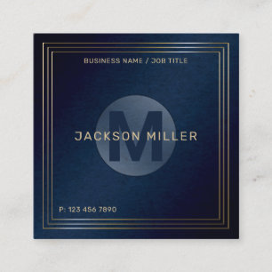 Cartão De Visita Quadrado Motograma Personalizada do Monograma Dourado do Ma