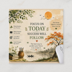 Cartão De Visita Quadrado Mouse Pad de Citação Inspiradora da Natureza.