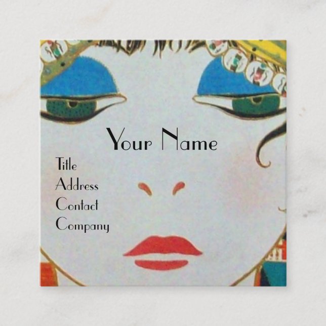 Cartão De Visita Quadrado MULHER COM Bela TURBAN ORIENTAL (Frente)