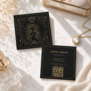 Cartão De Visita Quadrado Mulher Mística Terceiro Olho Celestial Skincare
