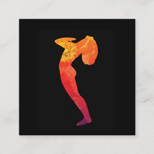 Cartão De Visita Quadrado Mulher Praticando Yoga Pose| Personalizável (Frente)