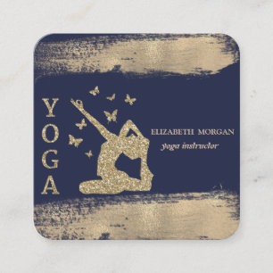 Cartão De Visita Quadrado Mulheres Luminosas Silhouette Faux Dourado Traço d