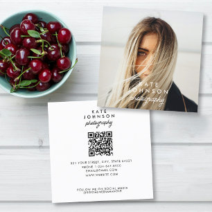 Cartão De Visita Quadrado Multimédia Social de Código QR de Foto de Cheio Ch