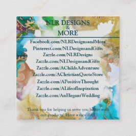 Cartão De Visita Quadrado Múltiplo propósito Dourado de Azul Marble