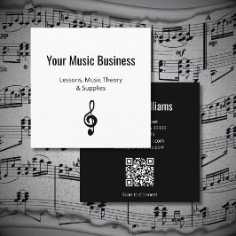 Cartão De Visita Quadrado Music Education Treble Clef Código QR Professor
