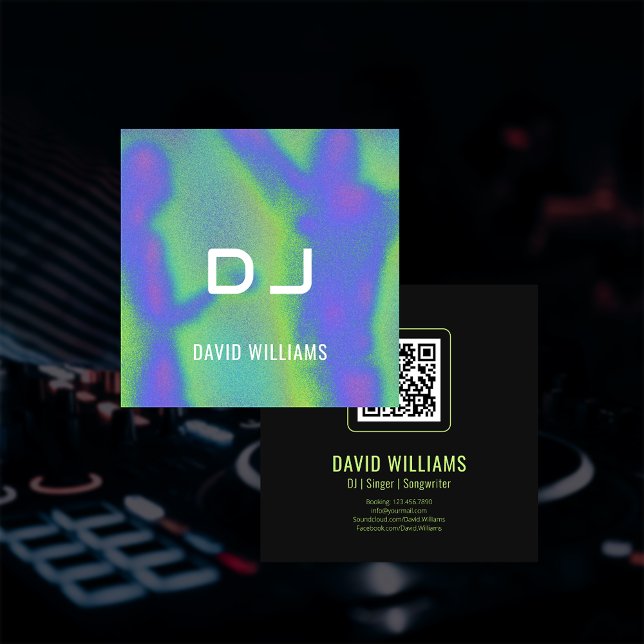 Cartão De Visita Quadrado Music Party DJs Singer Songwriter QR Code (Music Party DJs Singer Songwriter QR Code Square Business Card)