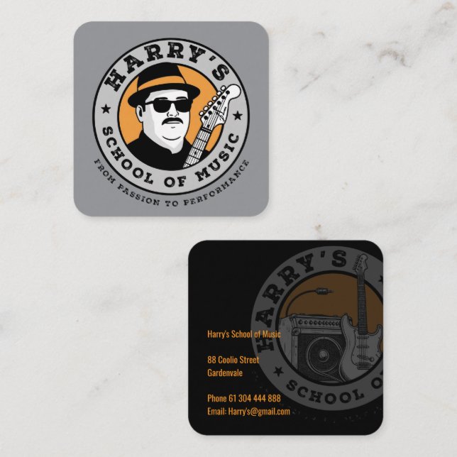 Cartão De Visita Quadrado Música de Harry (Frente/Verso)