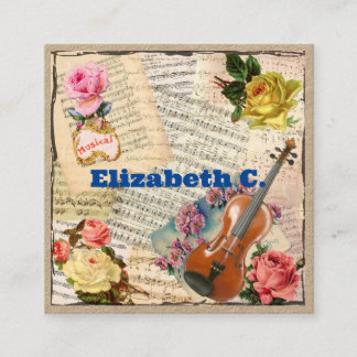 Cartão De Visita Quadrado Músico com instrutor Grau Premium