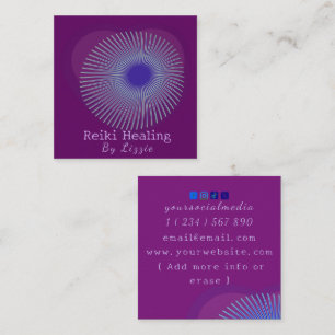 Cartão De Visita Quadrado Mystic Heart Passion Flower Reiki Energy Healer