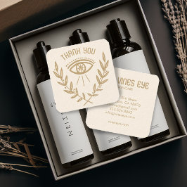Cartão De Visita Quadrado Mystical Eye & Vines Elegante Ordem de Boho Obriga
