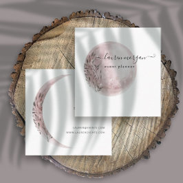 Cartão De Visita Quadrado Mystical Moon Blush Pink Elegante