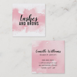 Cartão De Visita Quadrado NA MODA BEAUTY pintado moderno de aquarela rosa pá