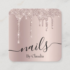 Cartão De Visita Quadrado na moda de champanhe Elegante gotas unhas