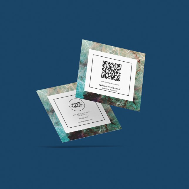 Cartão De Visita Quadrado Na moda Marble Abstrato modern Grunge (Criador carregado)