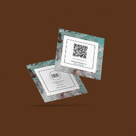 Cartão De Visita Quadrado Na moda Marble Abstrato Modern Grunge Mint