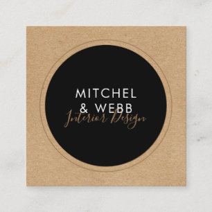 Cartão De Visita Quadrado Na moda Modern Signature Rustic Kraft