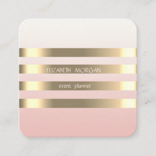 Cartão De Visita Quadrado Na moda Moderno Elegante - Cinza Dourada, Preto