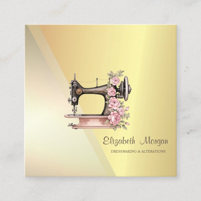 Cartão De Visita Quadrado Na moda profissional moderno, geométrico Dourado (Frente)