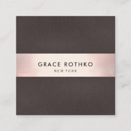 Cartão De Visita Quadrado Na moda Rosa Dourado Stripe Linn