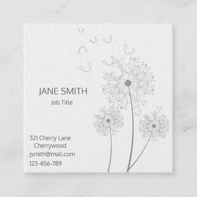 Cartão De Visita Quadrado Na moda simples e personalizável floral moderno (Frente)