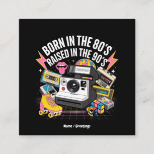 Cartão De Visita Quadrado Nascer no anos 80 criado na funny Vintage dos anos