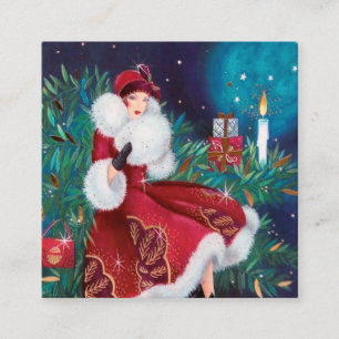 Cartão De Visita Quadrado natais vintages de arte deco