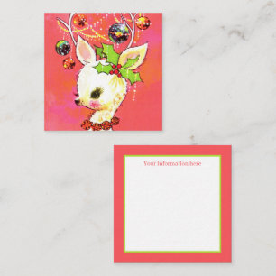 Cartão De Visita Quadrado natais vintages retro rendeer adicionar informaçõe