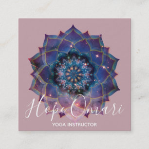 Cartão De Visita Quadrado Nebulosa em Flor   Mandala