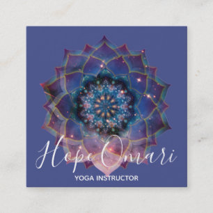 Cartão De Visita Quadrado Nebulosa em Flor Mandala