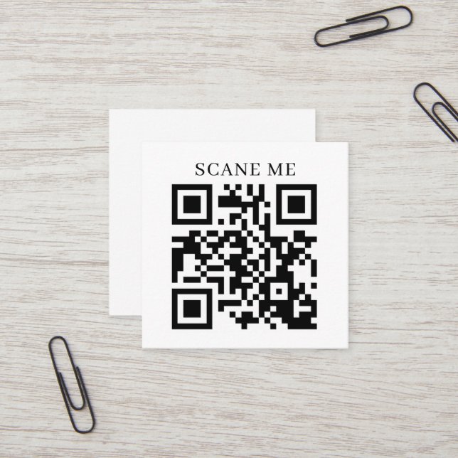 Cartão De Visita Quadrado Negócio de Código QR Personalizado | Texto ou Mídi (Frente/Verso In Situ)