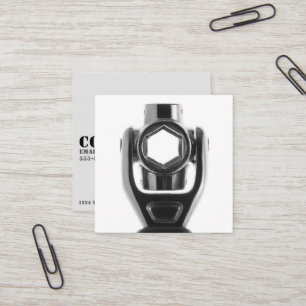 Cartão De Visita Quadrado Negócio quadrado da chave do mecânico & de soque