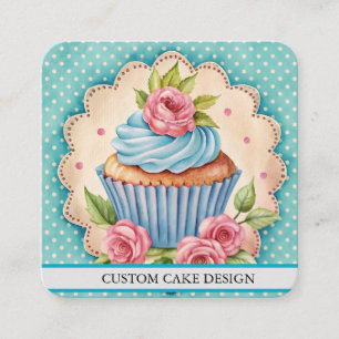 Cartão De Visita Quadrado Negócios de decoração de design de bolo personaliz