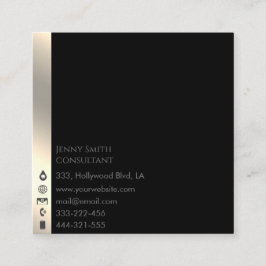 Cartão De Visita Quadrado Negro de ouro profissional simples e minimalista