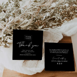 Cartão De Visita Quadrado Negros e Brancos Simples Negócios Obrigado a Inser