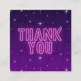Cartão De Visita Quadrado Neon Sparkle Rosa e Roxo Agradecemos Legal