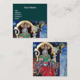 Cartão De Visita Quadrado NEUROMANCER,Astrologista, Leitor Psíquico Azul Ver