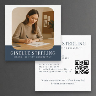 Cartão De Visita Quadrado Nome da empresa azul de Marinho profissional mínim